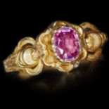 ANTIQUE GEORGIAN PINK SAPPHIRE SINGLE STONE RING