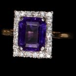 AMETHYST AND DIAMOND CLUSTER RING