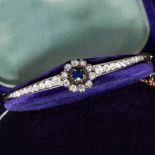 VICTORIAN SAPPHIRE AND DIAMOND CLUSTER HINGED BANGLE