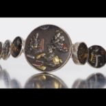 LATE 19TH CENTURY SILVER MOUNTED SHAKUDO BRACELET