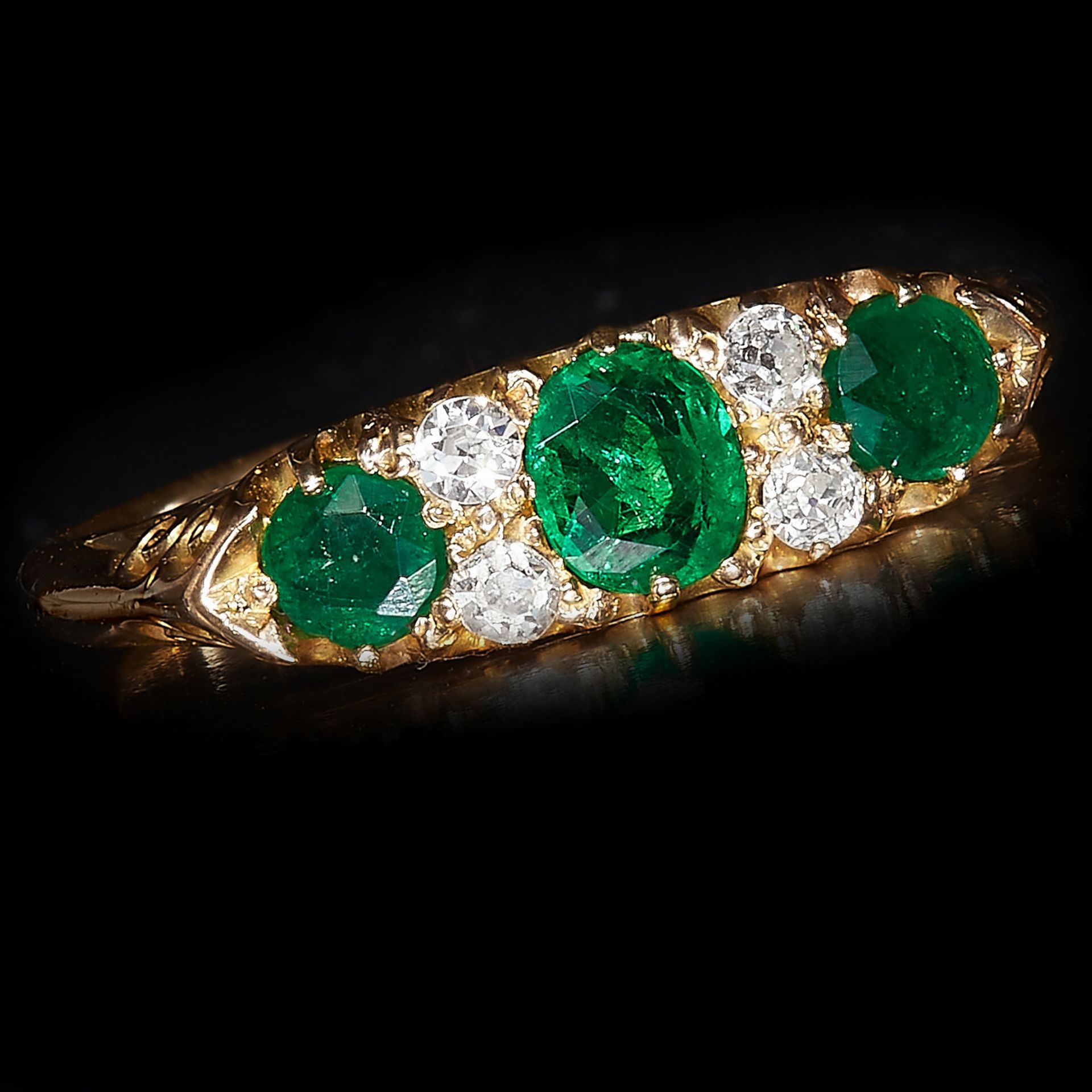 EDWARDIAN EMERALD AND DIAMOND RING