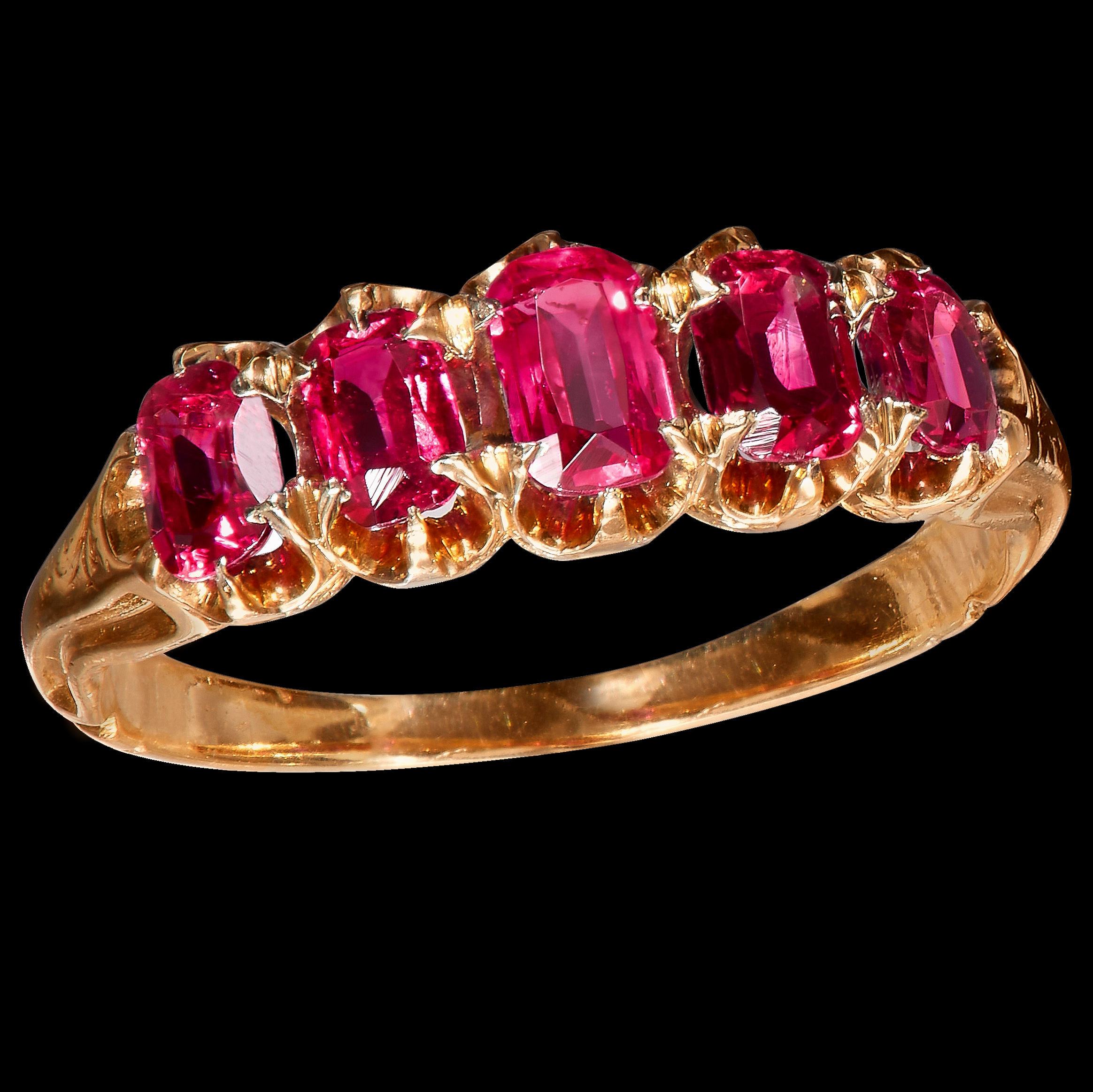 RUBY AND DIAMOND 5-STONE RING