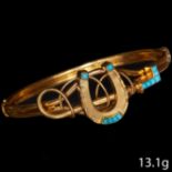 VICTORIAN TURQUOISE HORSESHOE AND WHIP MOTIF BANGLE