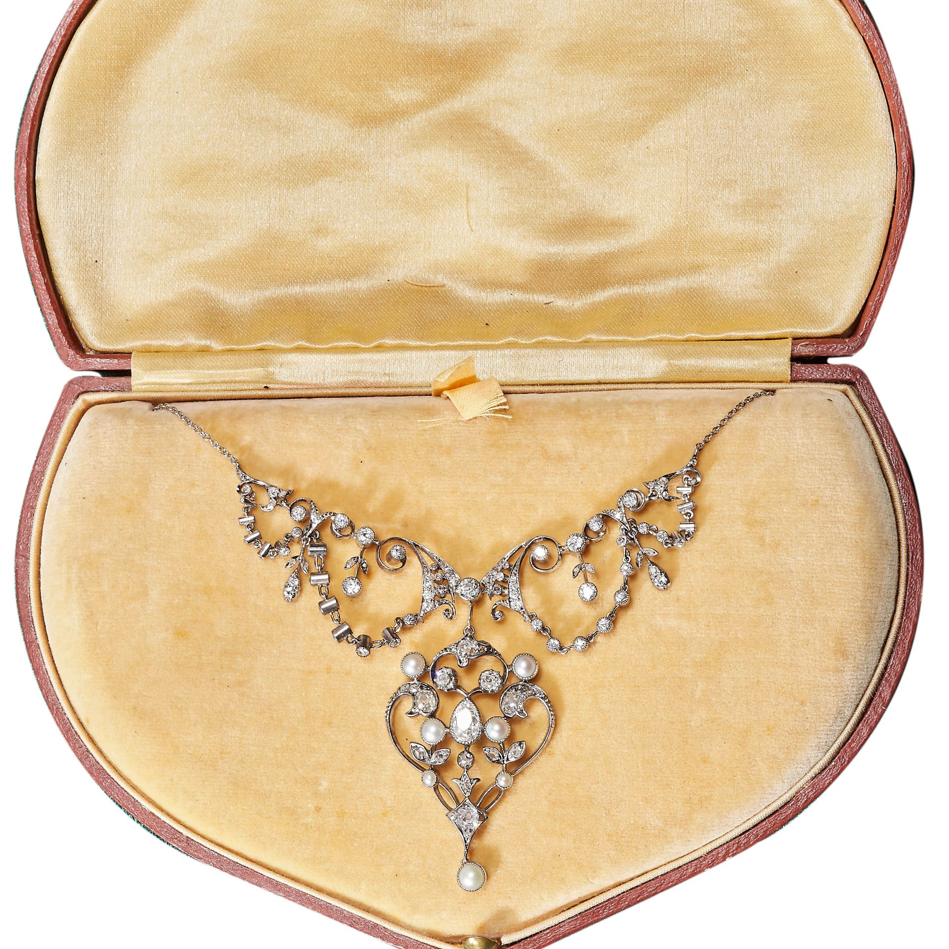 BEAUTIFUL AND ATTRACTIVE BELLE EPOQUE DIAMOND AND PEARL DROP NECKLACE - Image 2 of 2