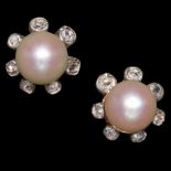 ANTIQUE PAIR OF PEARL AND DIAMOND EARRINGS