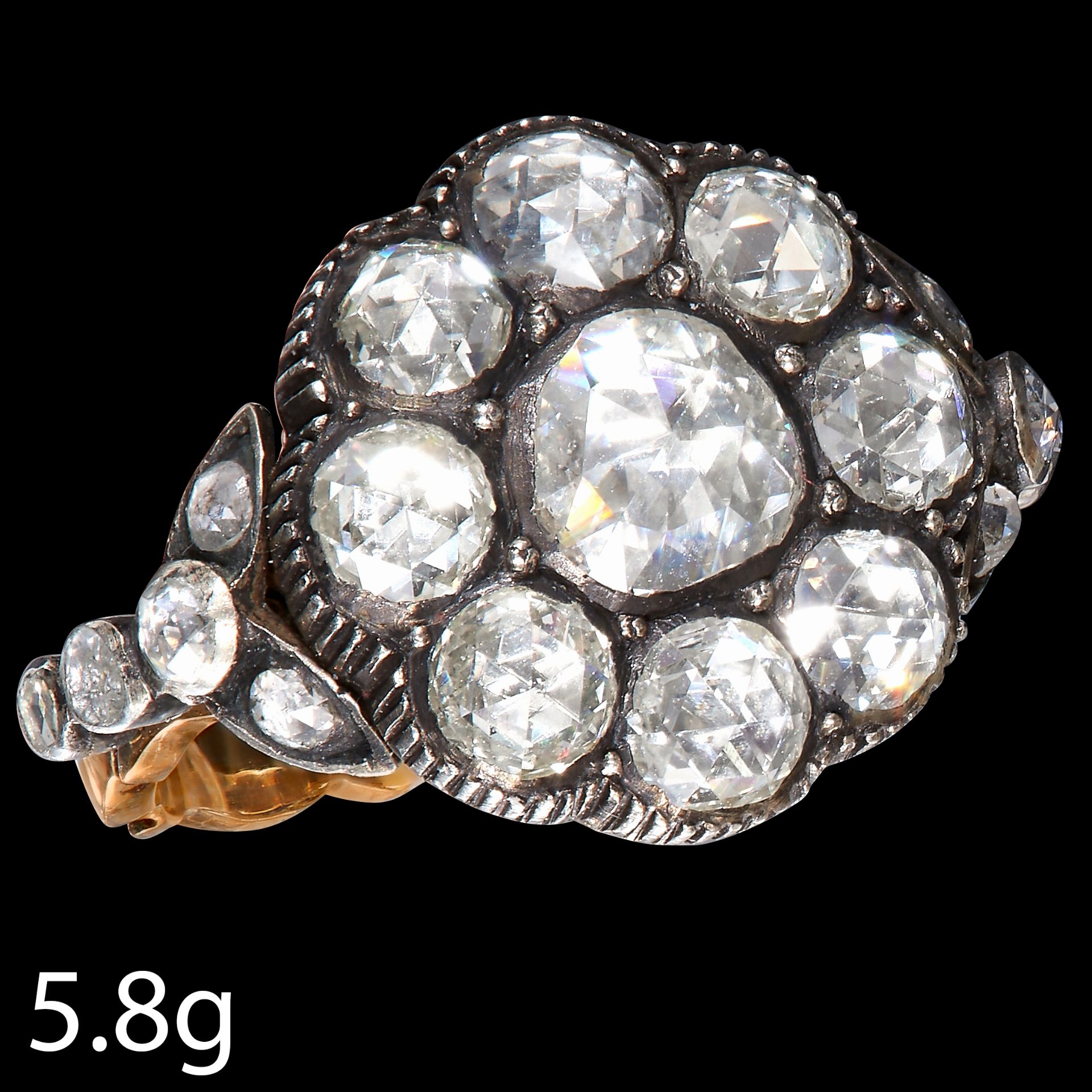 LARGE ANTIQUE DIAMOND CLUSTER RING