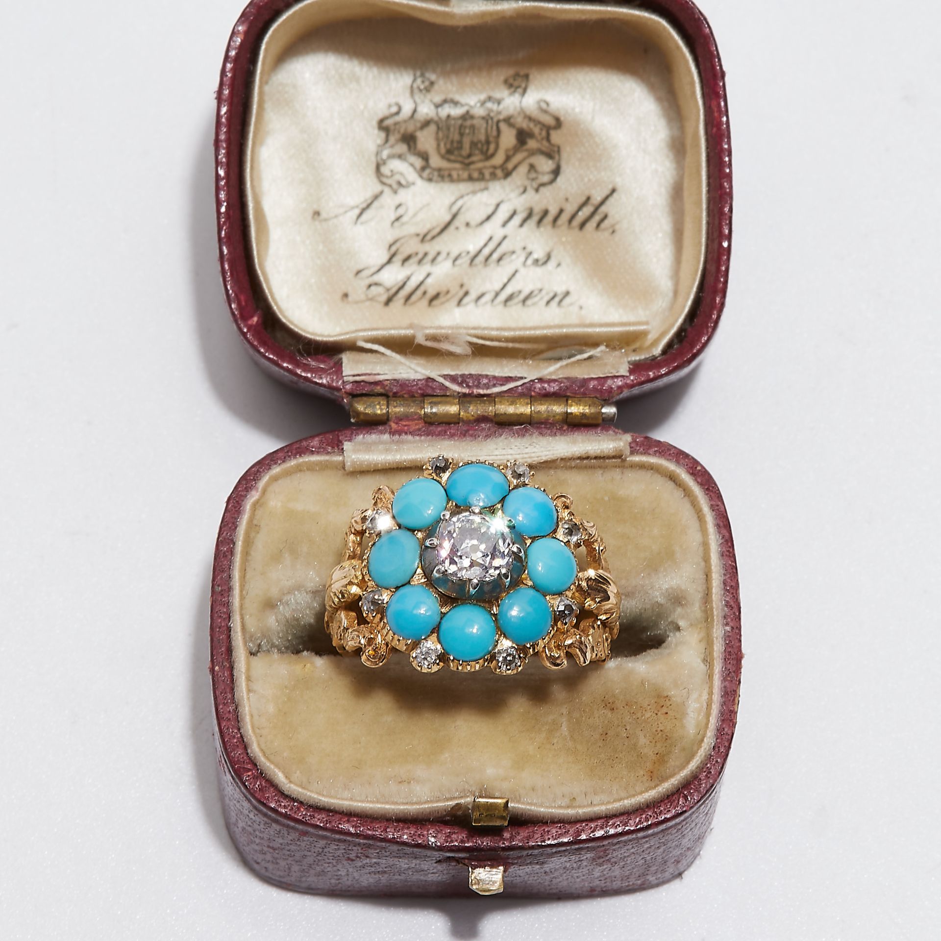 TURQUOISE AND DIAMOND CLUSTER RING - Image 2 of 2