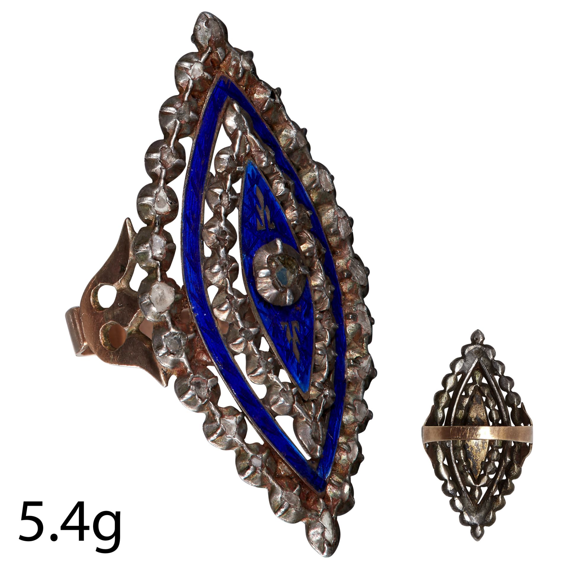 RARE ANTIQUE GEORGIAN DIAMOND AND ENAMEL RING