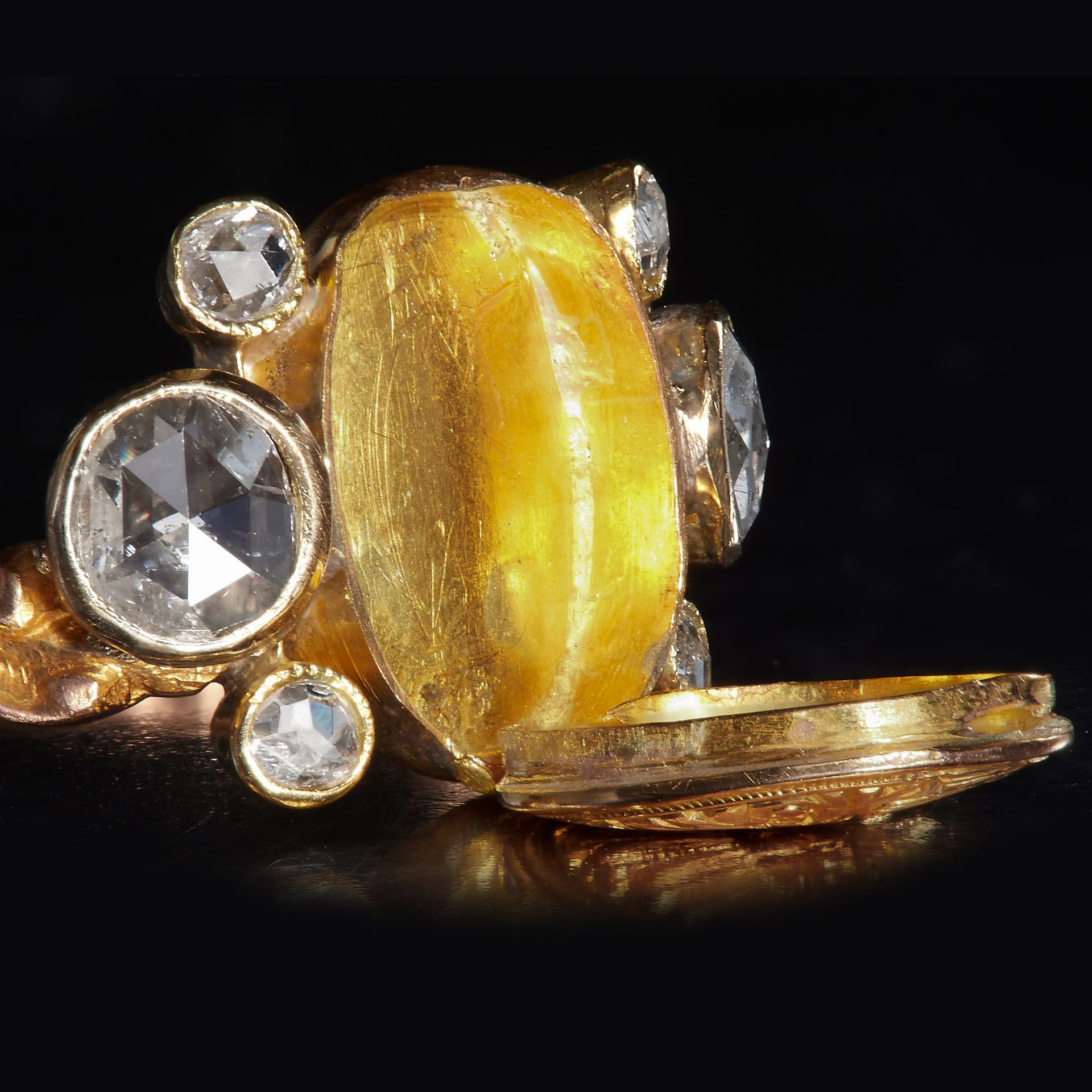 GEORGIAN DIAMOND POISON RING - Image 2 of 2