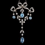 BELLE EPOQUE DIAMOND AND AQUAMARINE PENDANT NECKLACE