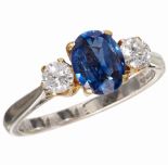 SAPPHIRE AND DIAMOND 3-STONE RING