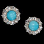 TURQUOISE AND DIAMOND CLUSTER EARRINGS