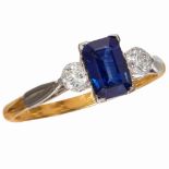 SAPPHIRE AND DIAMOND 3-STONE RING