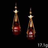 ATTRACTIVE ANTIQUE PAIR OF AMBER DROP EARRINGS