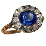 RARE ANTIQUE GEORGIAN BLUE AND COLORLESS PASTE CLUSTER RING