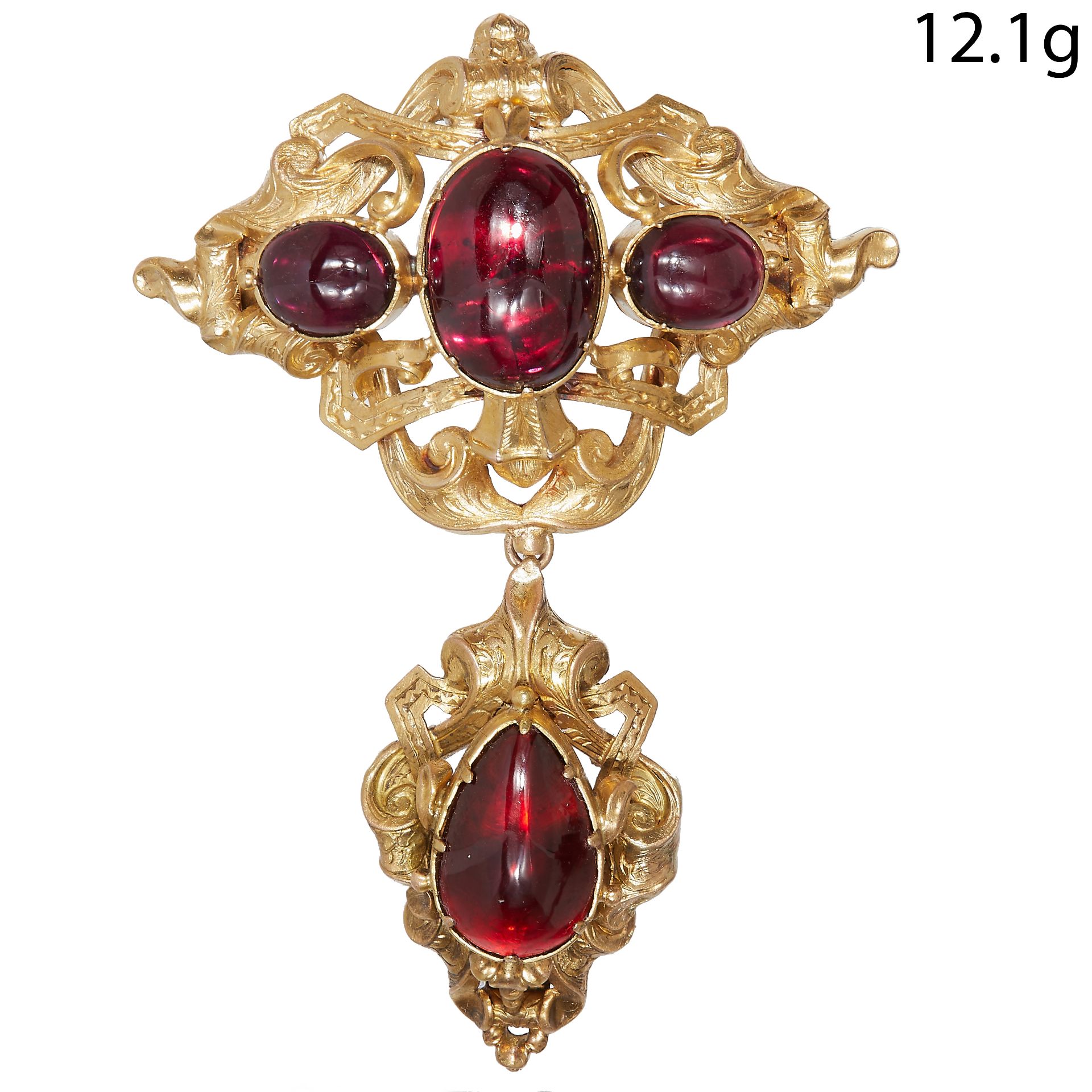 VICTORIAN GARNET MEMORIAL BROOCH