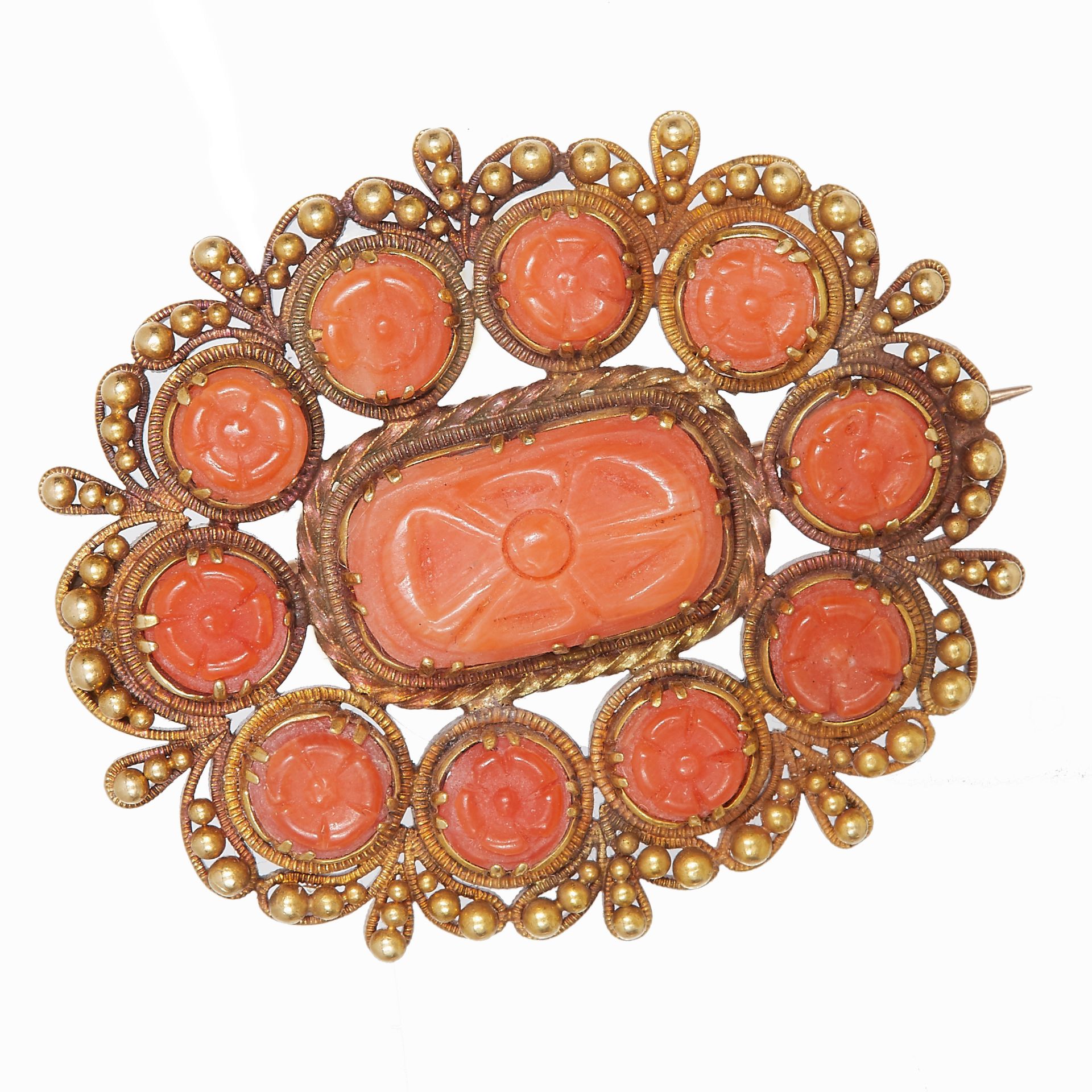 VICTORIAN CORAL CAMEO BROOCH