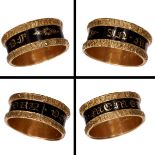 A FINE WIDE 18 CT GOLD AND ENAMEL MOURNING BAND