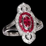 RUBY AND DIAMOND CLUSTER RING