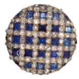 IMPRESSIVE ANTIQUE SAPPHIRE AND DIAMOND BROOCH