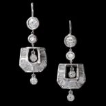 PAIR OF DIAMOND DROP EARRINGS