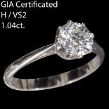 GIA CERTIFICATED 1.04 CT. DIAMOND SOLITAIRE RING