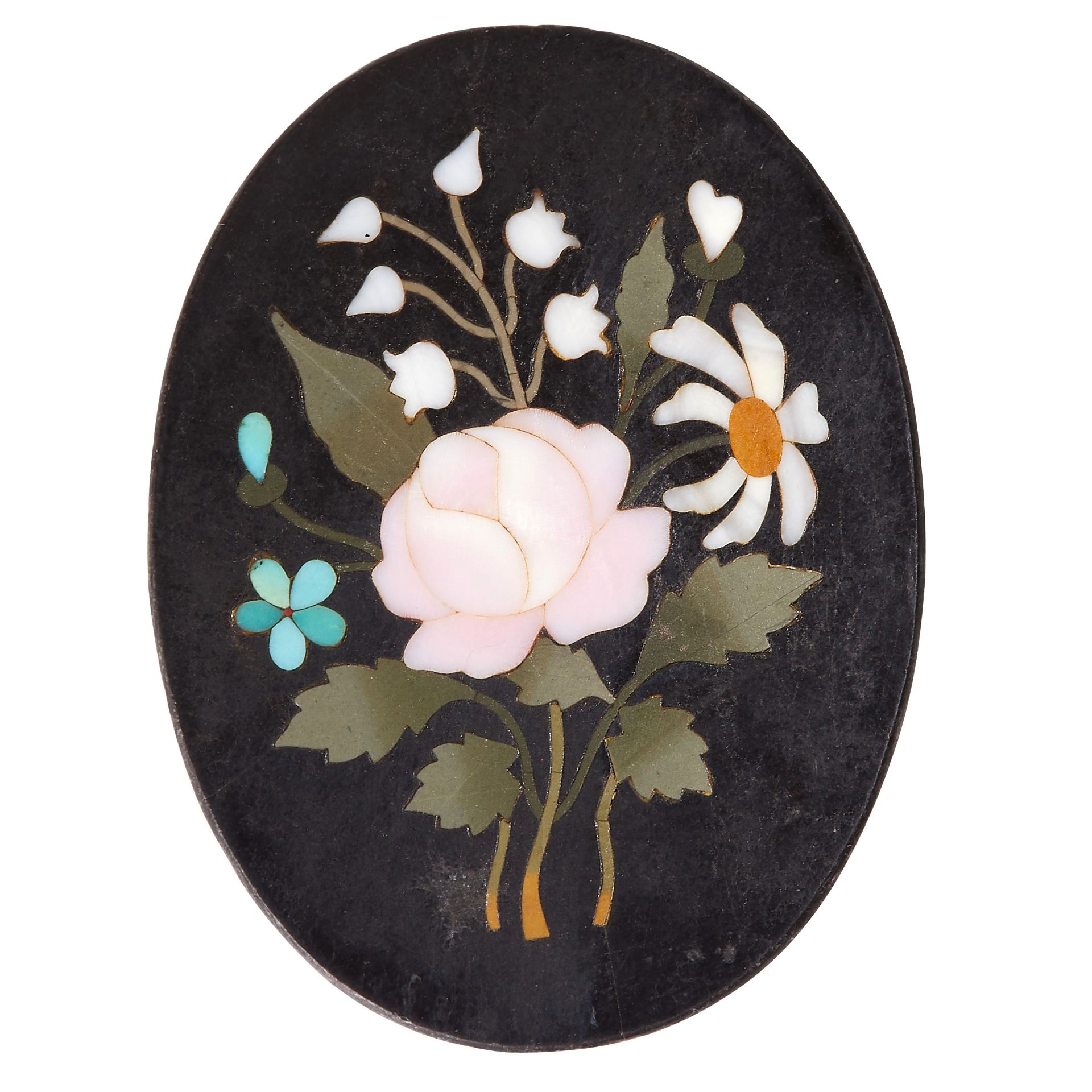 PIETRA DURA PLAQUE WITH FLORAL DESIGN