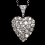 FINE ANTIQUE DIAMOND HEART PENDANT