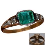 FINE GEORGIAN EMERALD AND DIAMOND RING