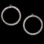 FINE PAIR OF CREOLA DIAMOND HOOP EARRINGS