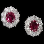FINE PAIR OF RUBY AND CLUSTER EARRINGS