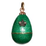 ANTIQUE GREEN ENAMEL AND DIAMOND EGG PENDANT