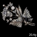 FINE AND RARE ANTIQUE DIAMOND 'EN TREMBLANT' DIAMOND FLORAL SPRAY BROOCH