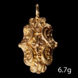 FINE ANTIQUE GOLD FOLIATE EMBOSSED VINAIGRETTE LOCKET PENDANT