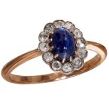 SAPPHIRE AND DIAMOND CLUSTER RING