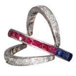 SAPPHIRE RUBY AND DIAMOND DAY AND NIGHT RING