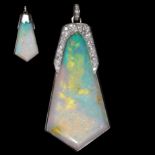 LARGE OPAL AND DIAMOND PENDANT