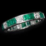 EMERALD AND DIAMOND ETERNITY RING