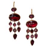 PAIR OF ANTIQUE GARNET DROP EARRINGS