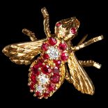 RUBY AND DIAMOND FLY BROOCH