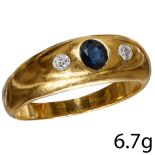 SAPPHIRE AND DIAMOND THREE STONE RING