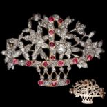 STUNNING ANTIQUE GEORGIAN RUBY AND DIAMOND GIARDINETTO BROOCH