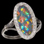 EDWARDIAN BLACK OPAL AND DIAMOND CLUSTER RING