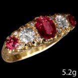 RUBY AND DIAMOND 5-STONE RING