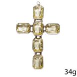 SUBSTANTIAN YELLOW STONE CROSS PENDANT