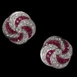 PAIR OF ART-DECO RUBY AND DIAMOND EARRINGS