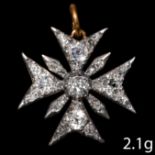 ANTIQUE VICTORIAN MALTESE CROSS DIAMOND PENDANT