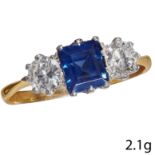 SAPPHIRE AND DIAMOND 3 STONE RING