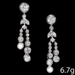 EDWARDIAN DIAMOND DROP EARRINGS.