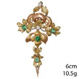 ANTIQUE EMERALD AND DIAMOND PENDANT